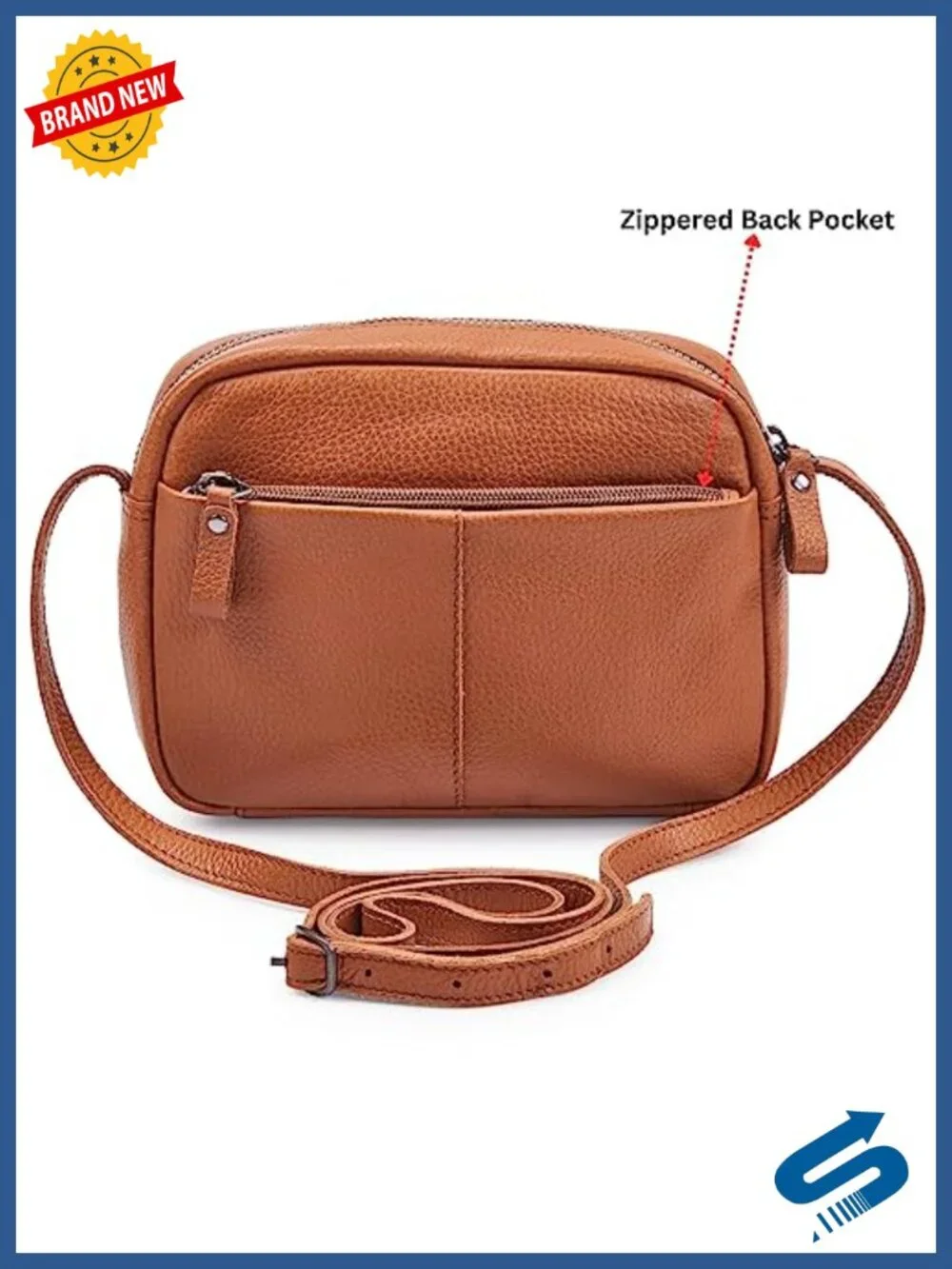 Genuine Leather Crossbody Sling Bag with Card Case